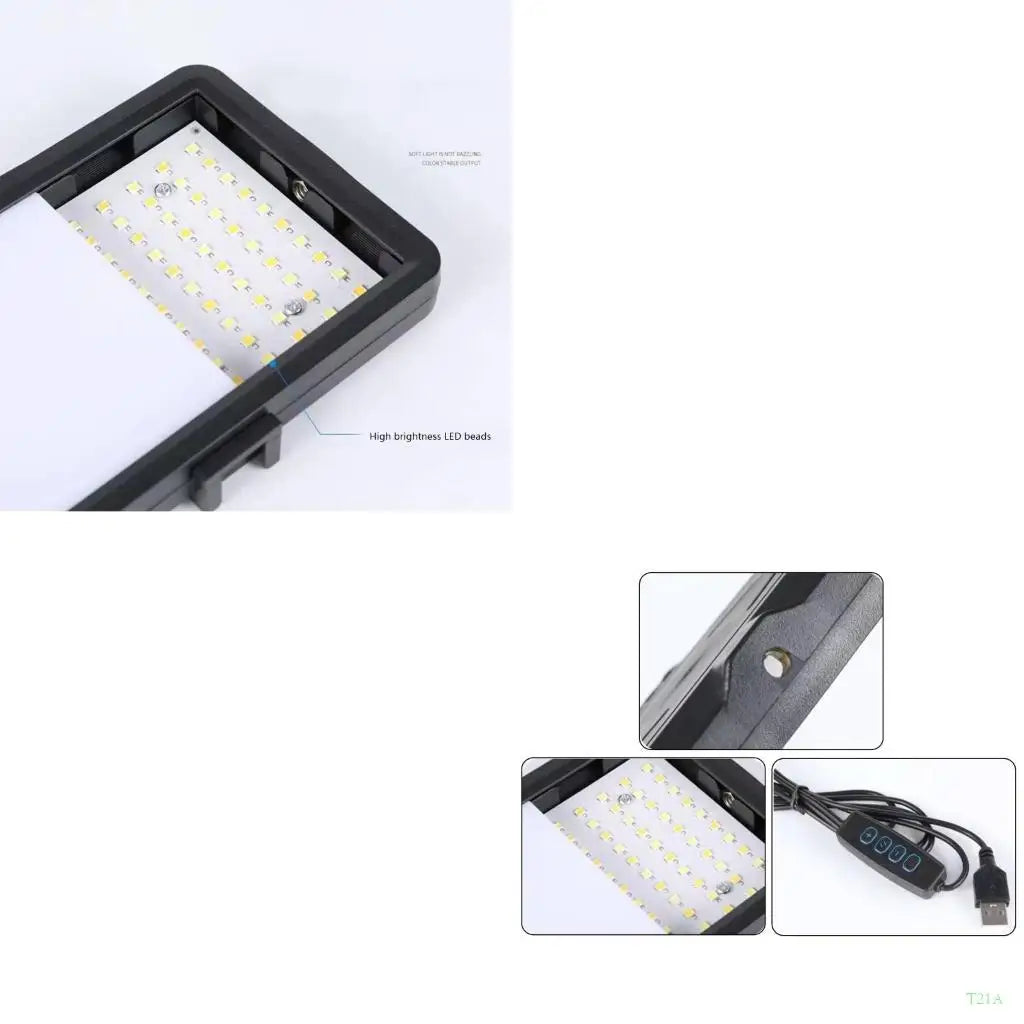 T21A Dimmable USB LED Video Light with Tripod & Color Filters