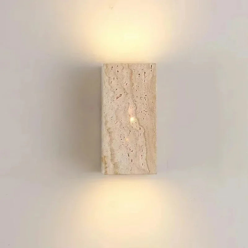 Travertine Stone LED Wall Sconce – Modern Nordic Bedside Lamp