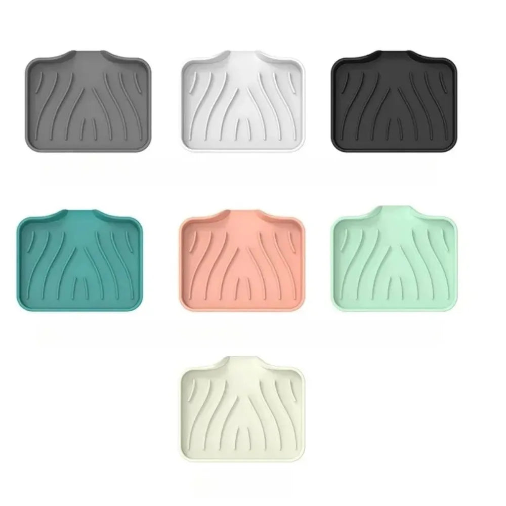 Silicone Self-Draining Soap Dish & Sponge Drain Pad