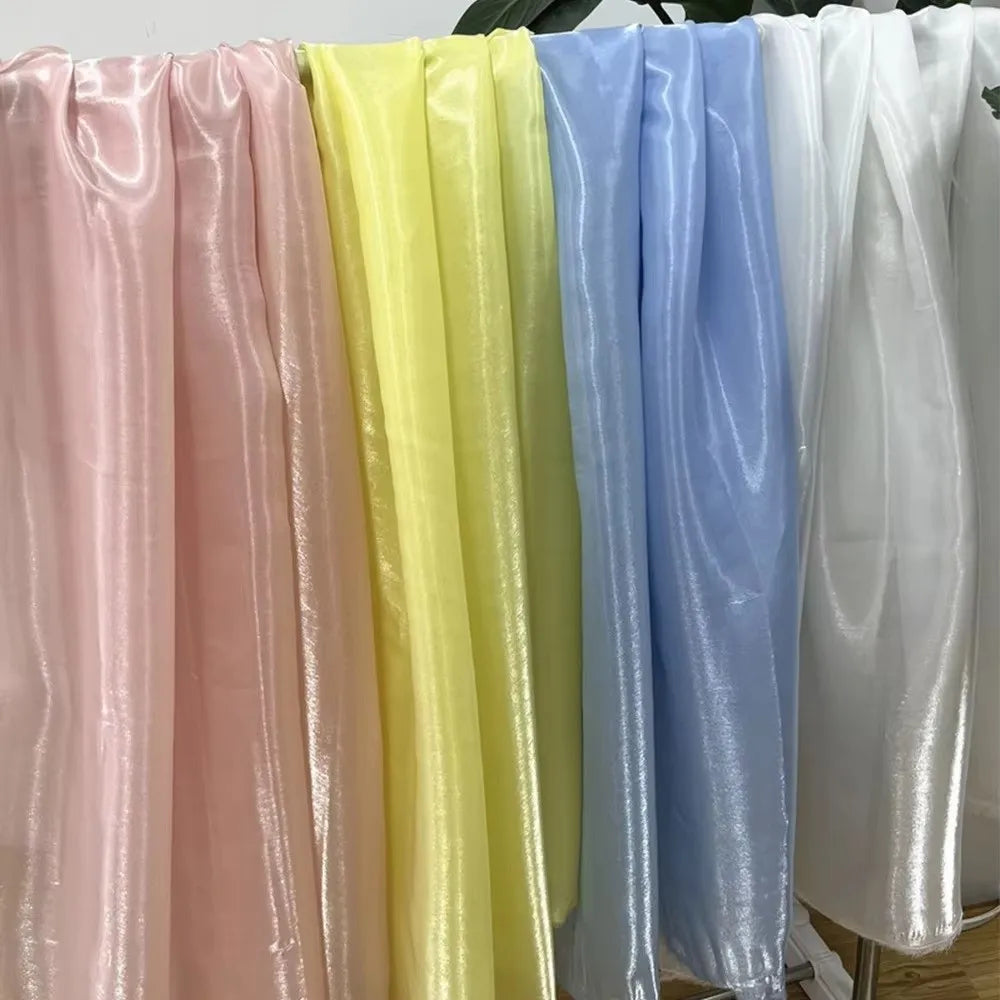 Reflective Liquid Satin Fabric – Metallic Water Gloss Texture