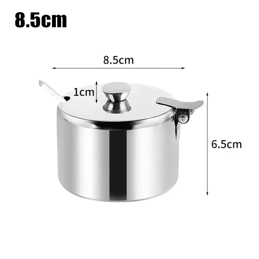 Stainless Steel Sugar Spice Jar with Lid & Spoon | 3 Sizes