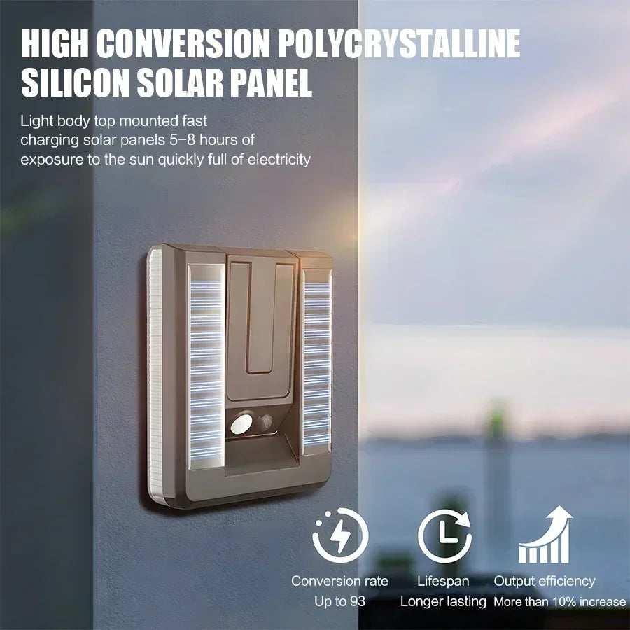 Solar LED Wall Light 120° Foldable Motion Sensor – IP65 Outdoor