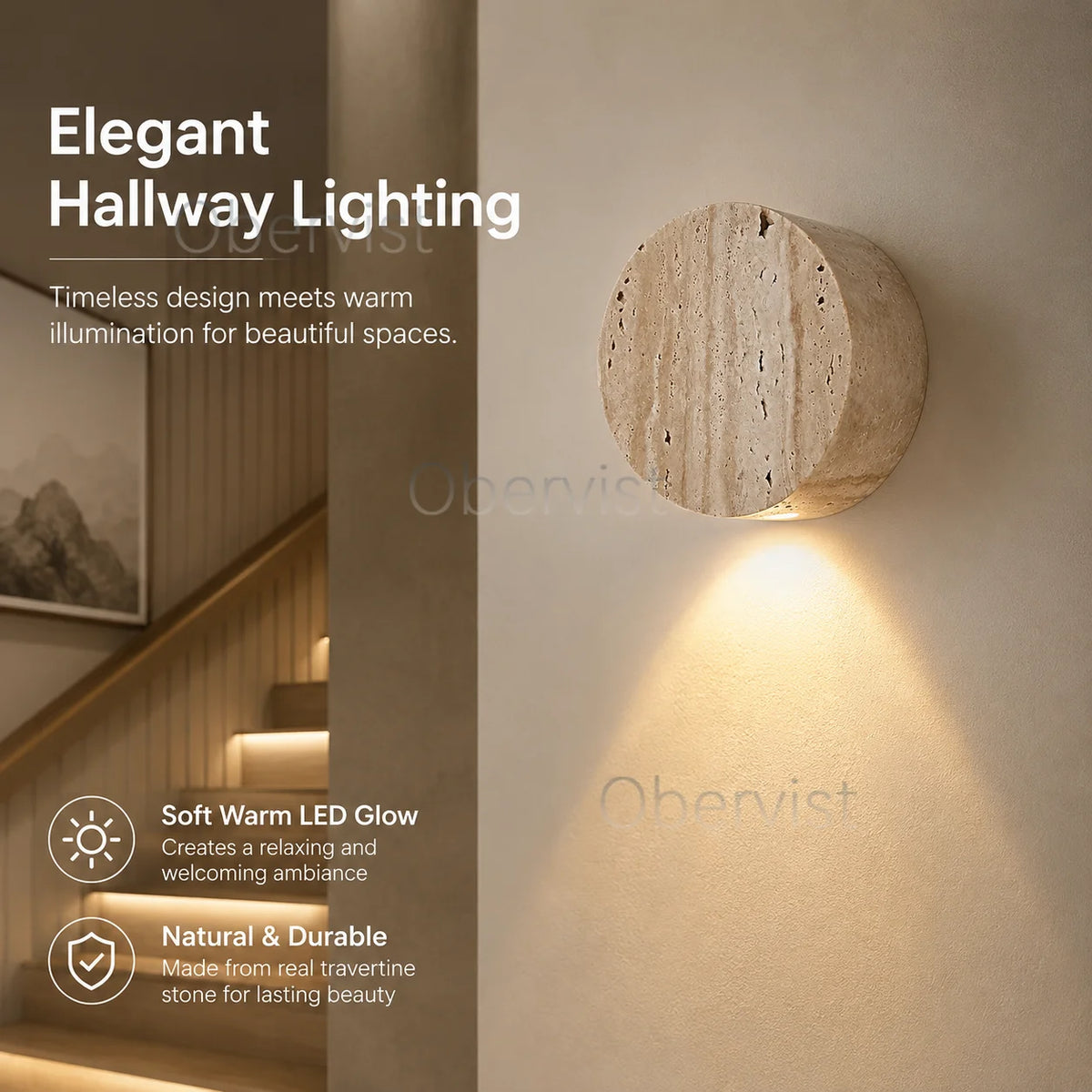 Wabi Sabi Yellow Travertine LED Wall Sconce | Natural Stone Lamp