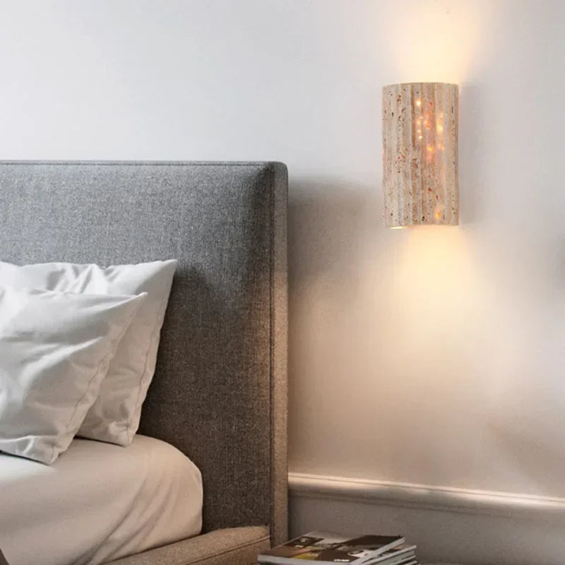 Travertine Stone LED Wall Sconce – Modern Nordic Bedside Lamp