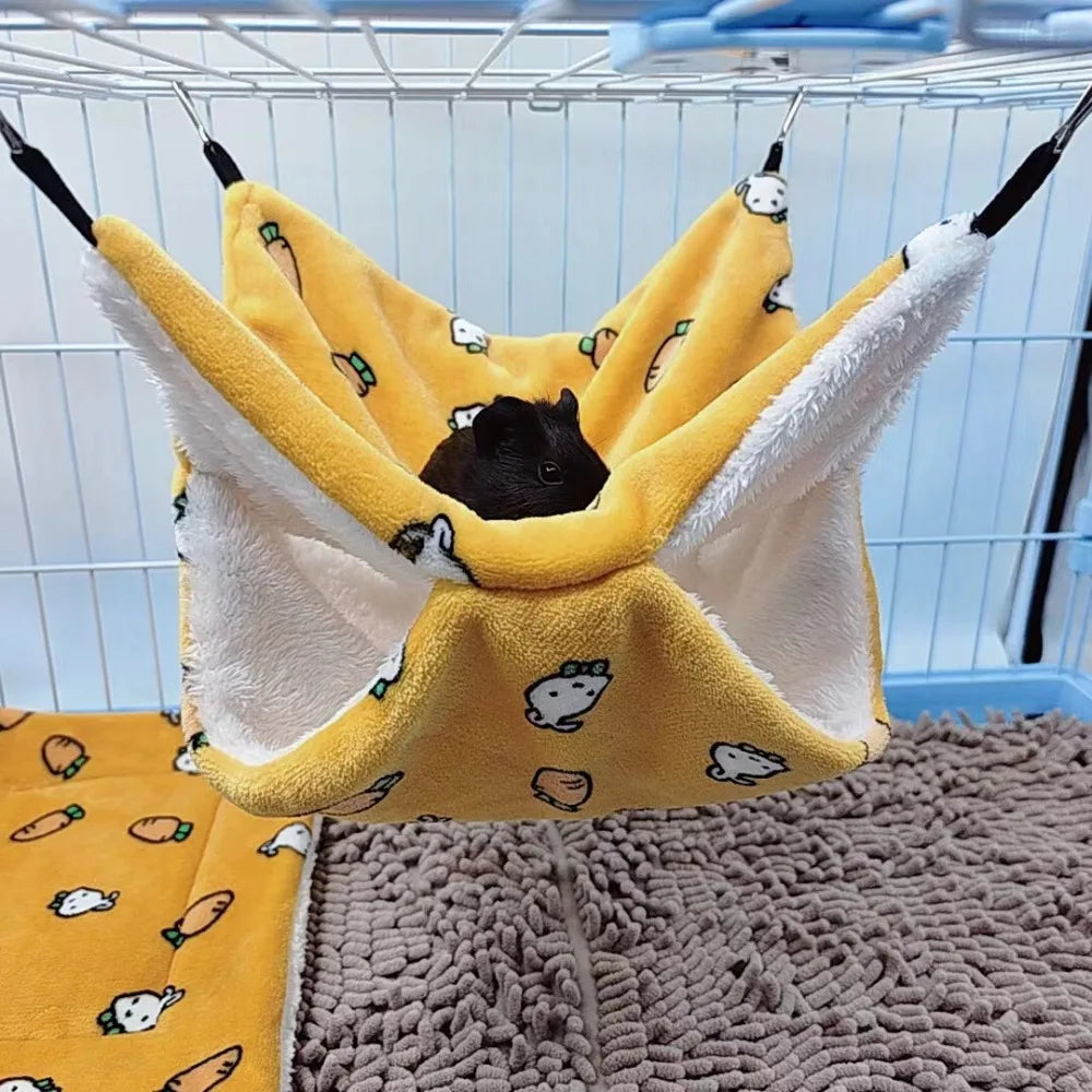 Hanging Pet Hammock – Double-Layer Fleece Nest for Small Animals