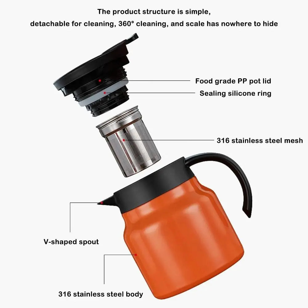 Stainless Steel Teapot 1000ml | Loose Leaf Infuser Pot