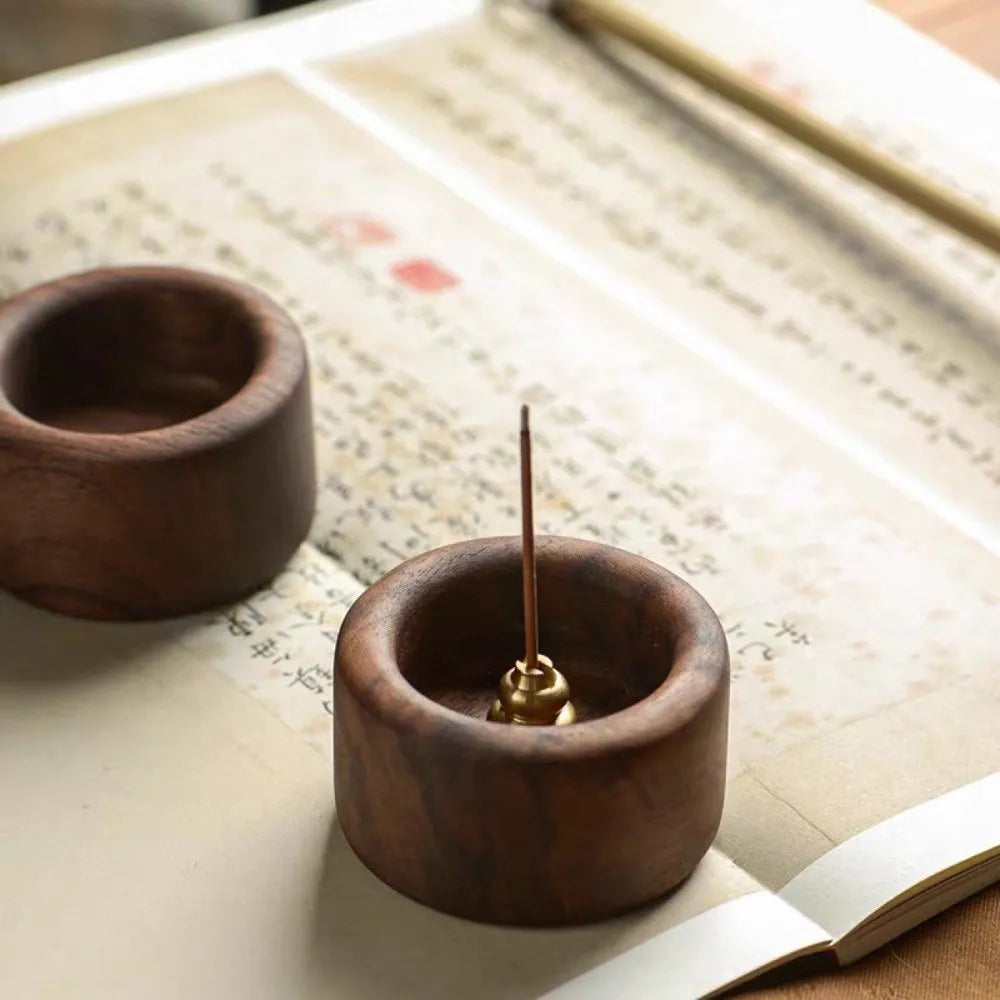 Mini Wooden Incense Censer Base – Retro Handmade Aroma Tray