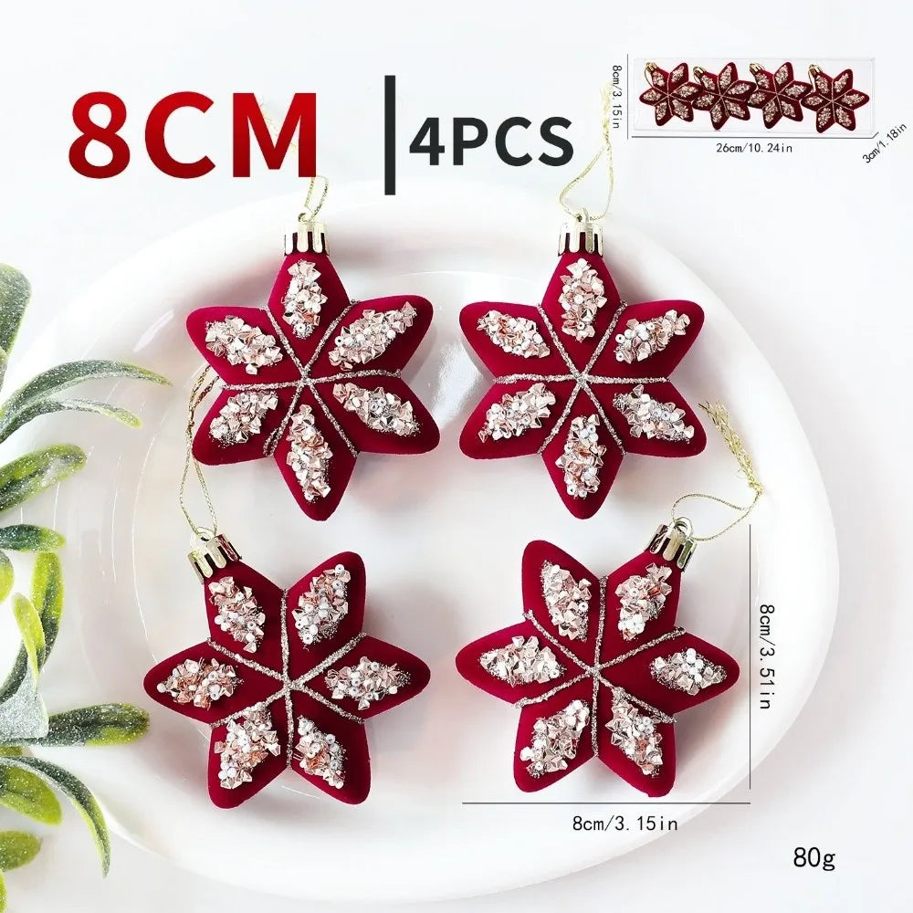 Red Flocked Christmas Ball Ornaments | DIY Holiday Hanging Decor