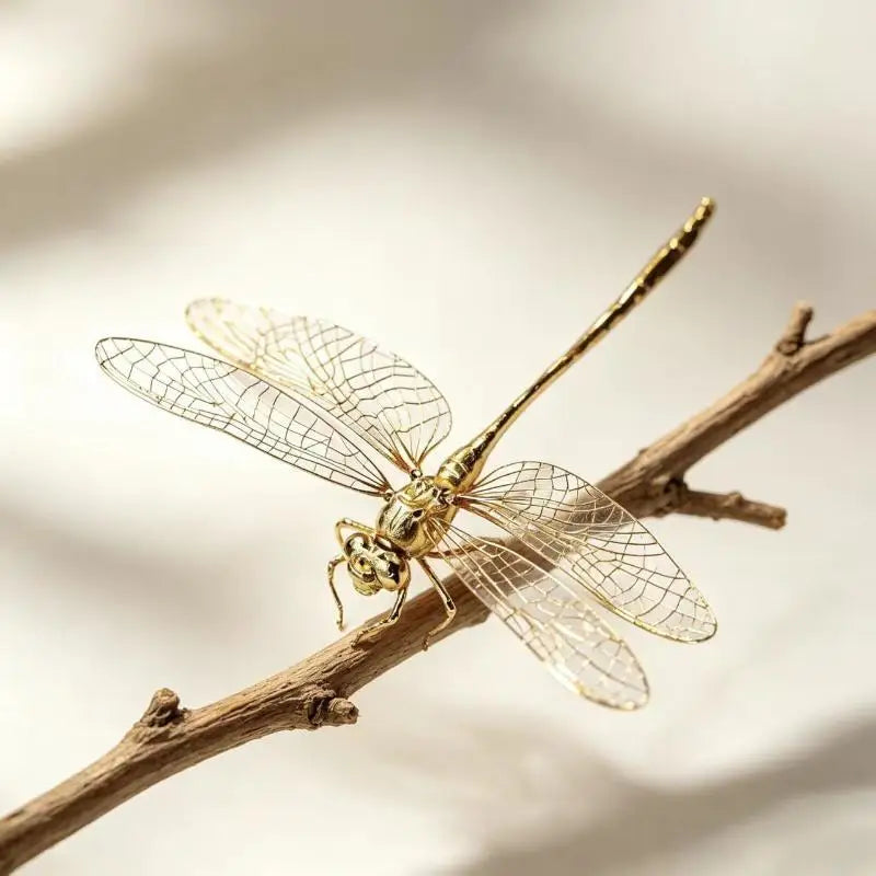 Vintage Gold Dragonfly Figurine – Zinc Alloy Desk Decor