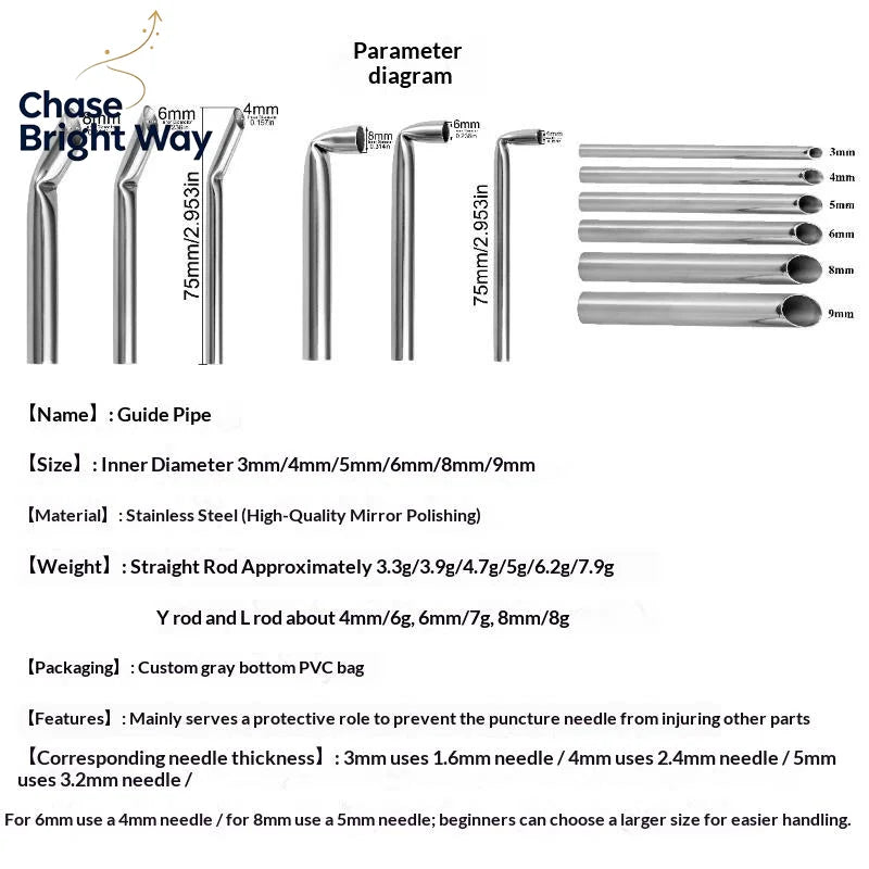 Stainless Steel Piercing Receiving Tube | Needle Guide Tool