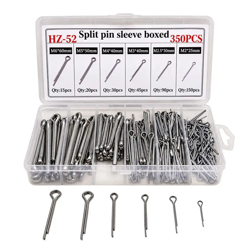 Carbon Steel Cotter Split Pin Assortment Kit – 110 or 350 Pcs