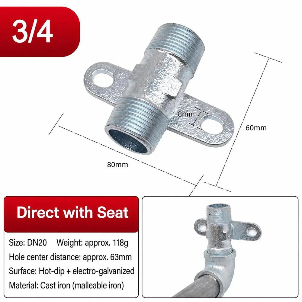 Malleable Cast Iron Wall Mount Threaded Pipe Fitting | DN15 DN20