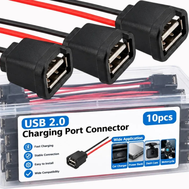 USB 2.0 Female Charging Port Connector – Waterproof Snap-On
