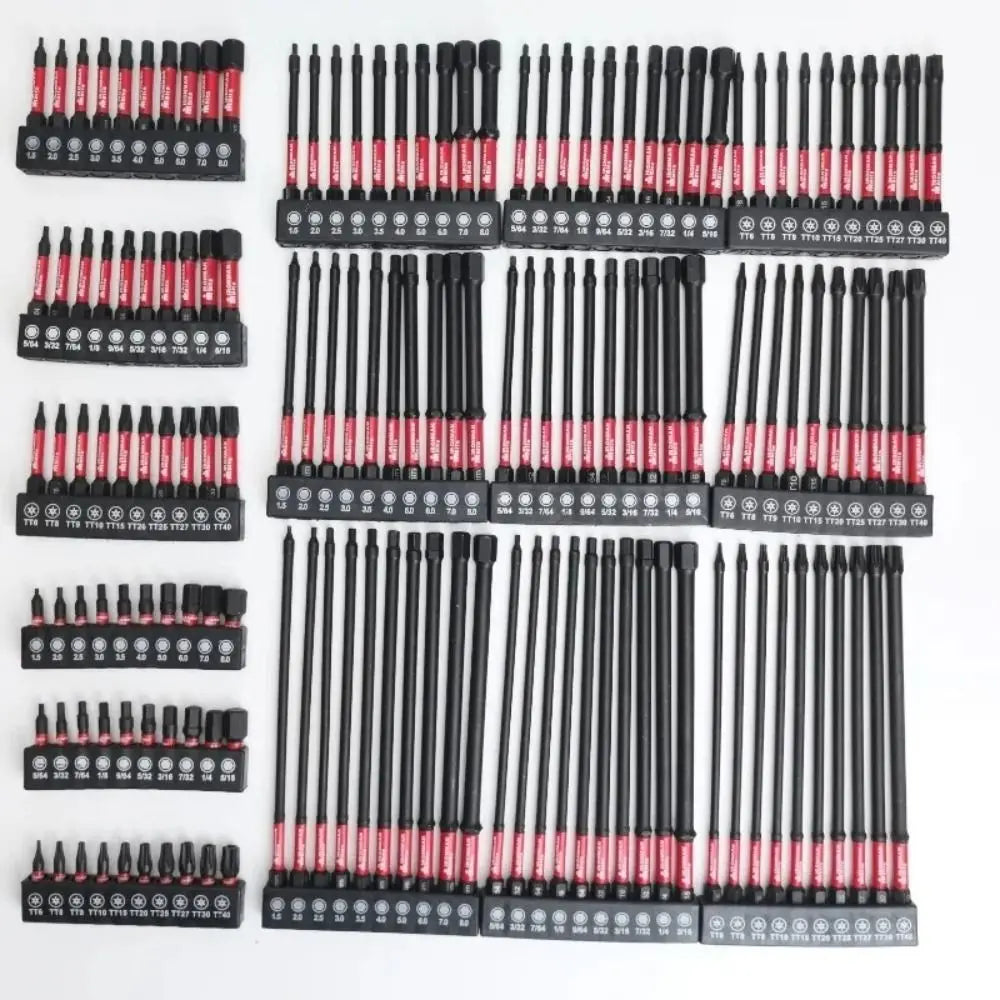 S2 Steel Magnetic Impact Screwdriver Bits Set – Torx 25–150mm