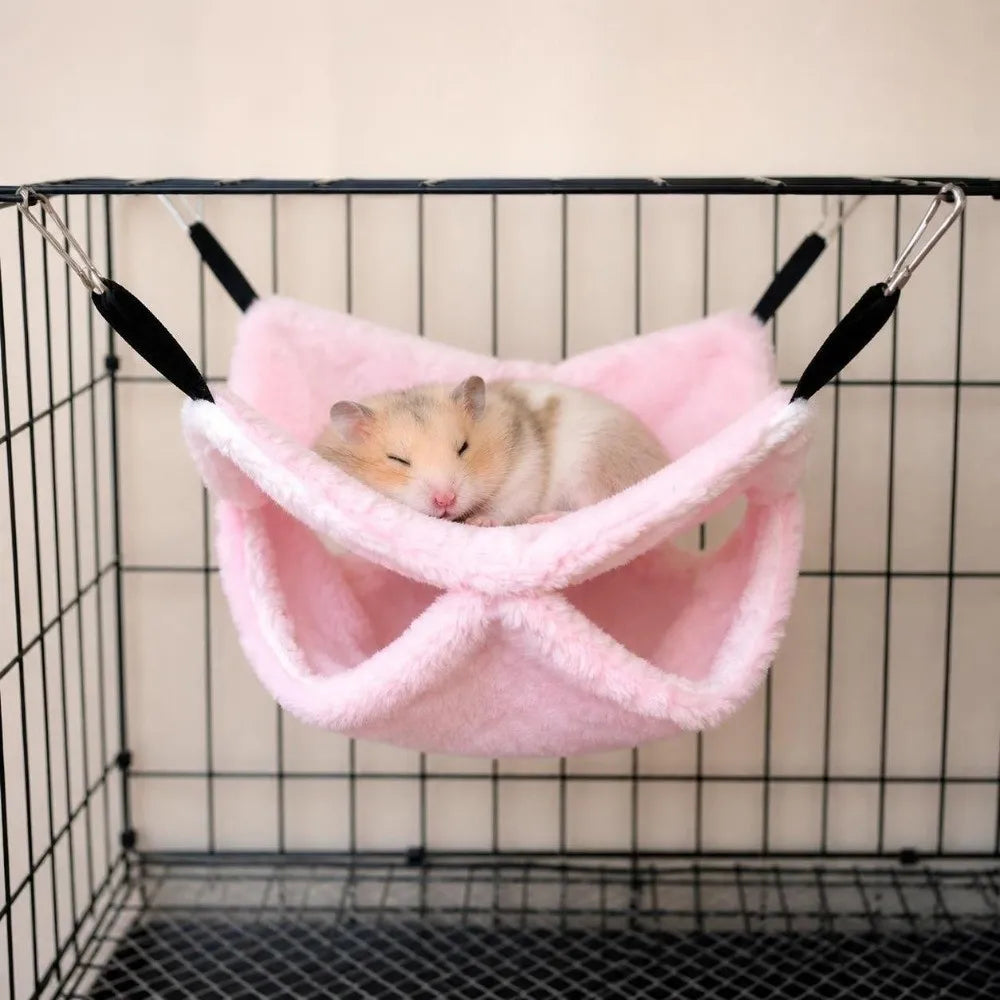 Hanging Pet Hammock – Double-Layer Fleece Bed for Ferrets & Small Pets
