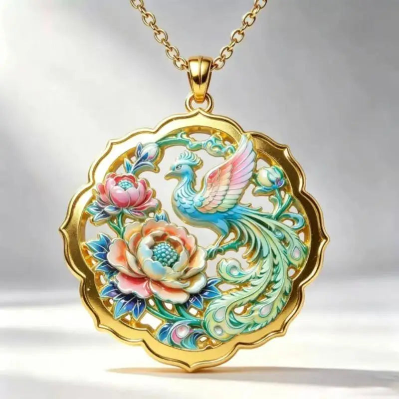 Nine Tailed Fox Enamel Pendant Necklace – Chinese Style Gift