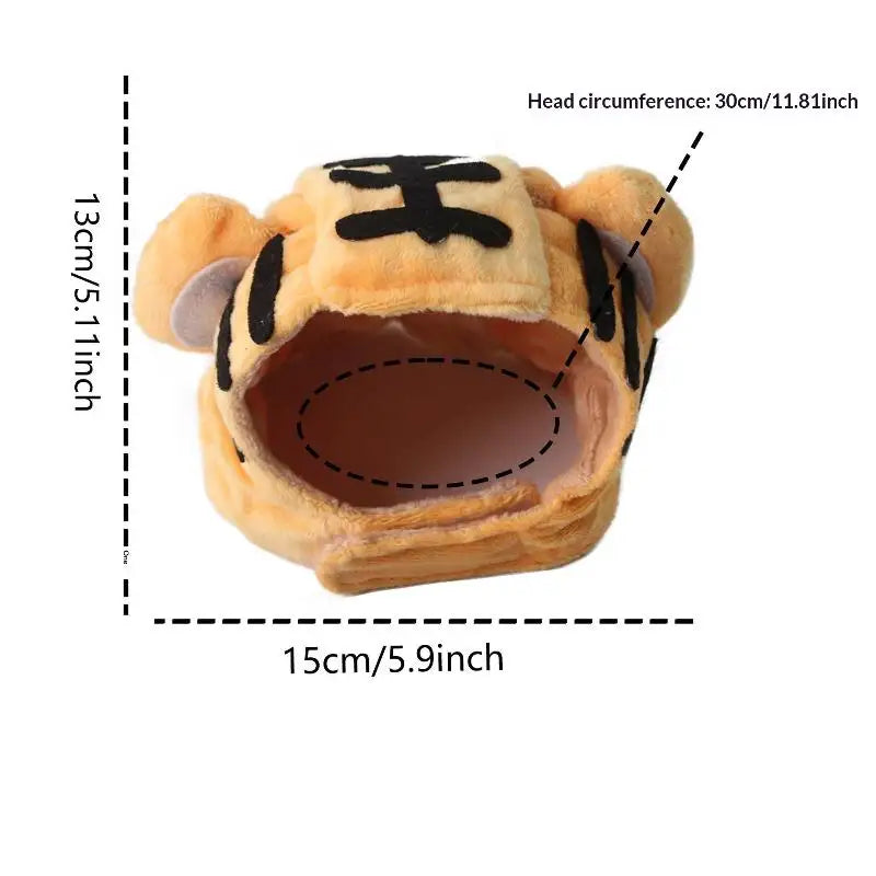 Tiger Fruit Cat Plush Hat – Adjustable Pet Cosplay Headwear