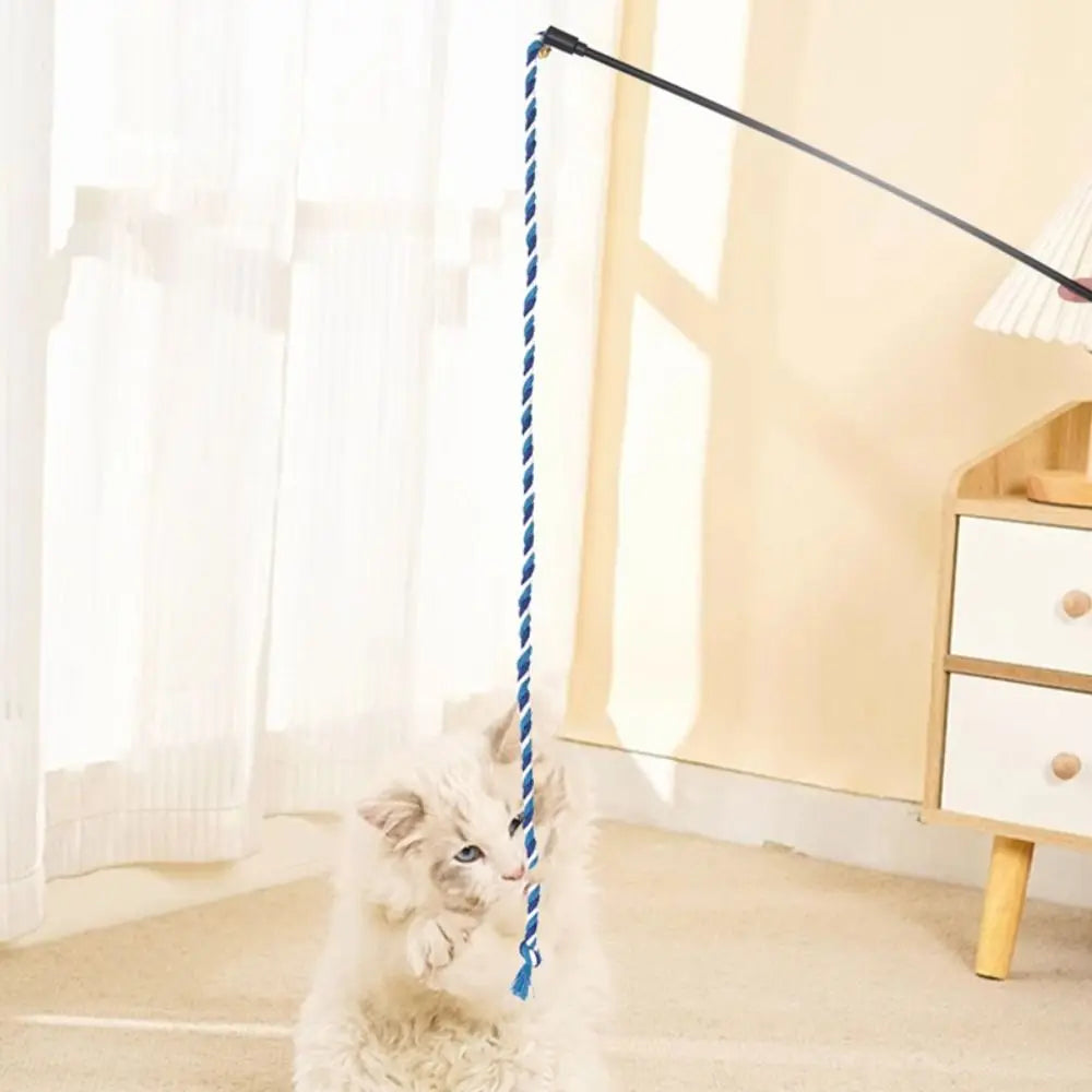 Interactive Bell Cat Wand Toy – Bite-Resistant Cotton Rope