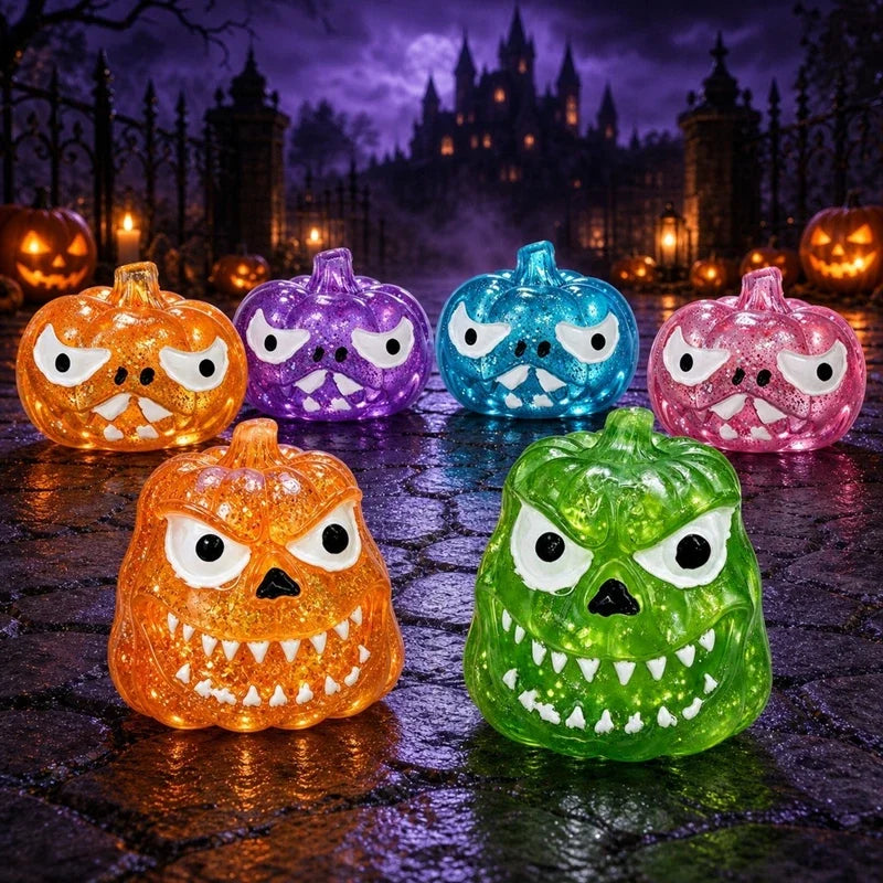 Halloween Pumpkin Skull Squeezing Toy – Sparkling Fidget Fun