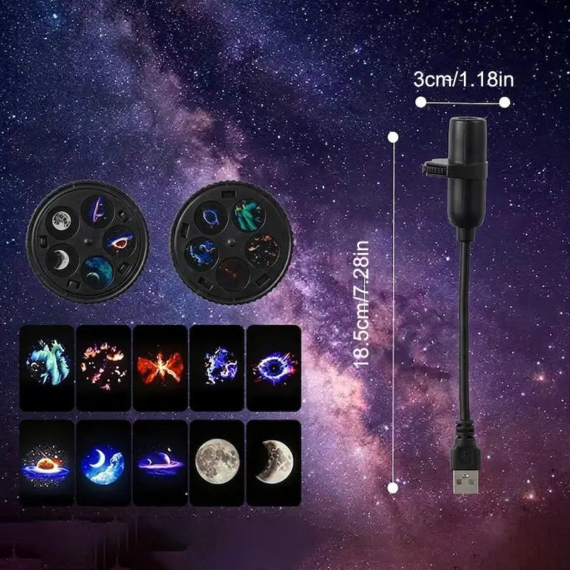USB Galaxy Projector – Multi-Planet Patterns, Flexible Gooseneck