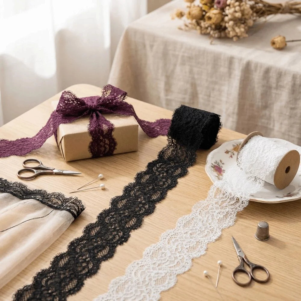 8cm Eyelash Lace Trim – Soft Sheer Sewing Embellishment 5 Yds