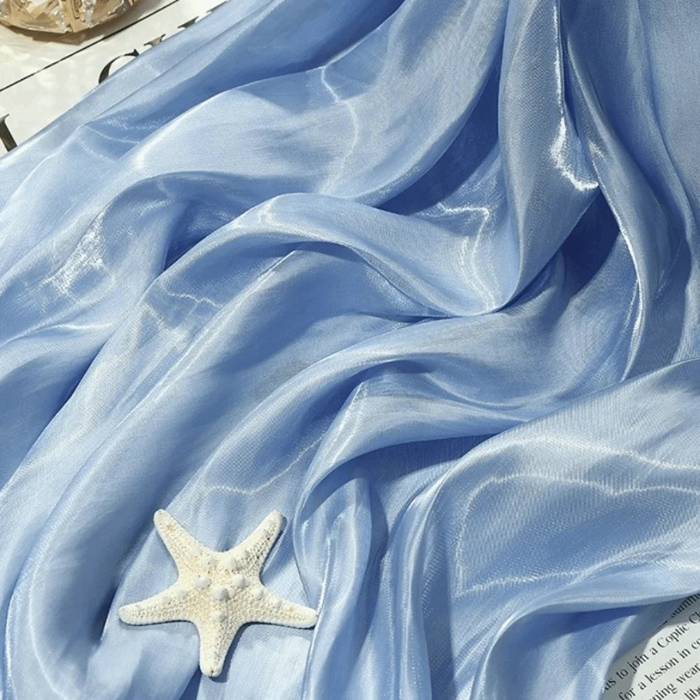 Reflective Liquid Satin Fabric – Metallic Water Gloss Texture