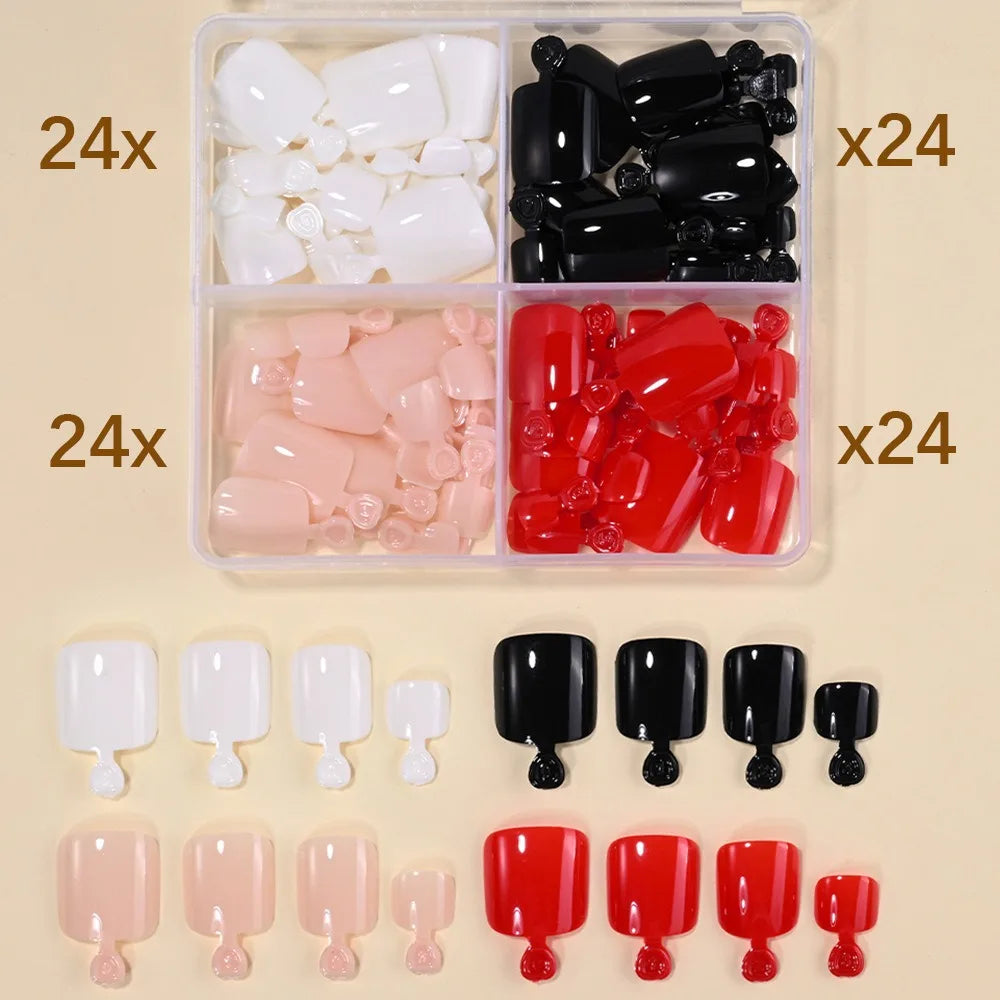 Short Square Press-On False Toenails – Full Cover 96/144/288 Pcs