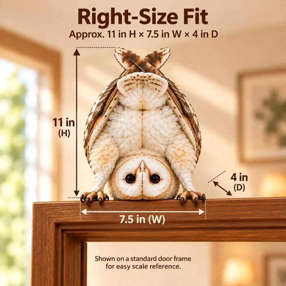 Wooden Owl Door Topper – 2D Flat Woodland Porch Corner Decor