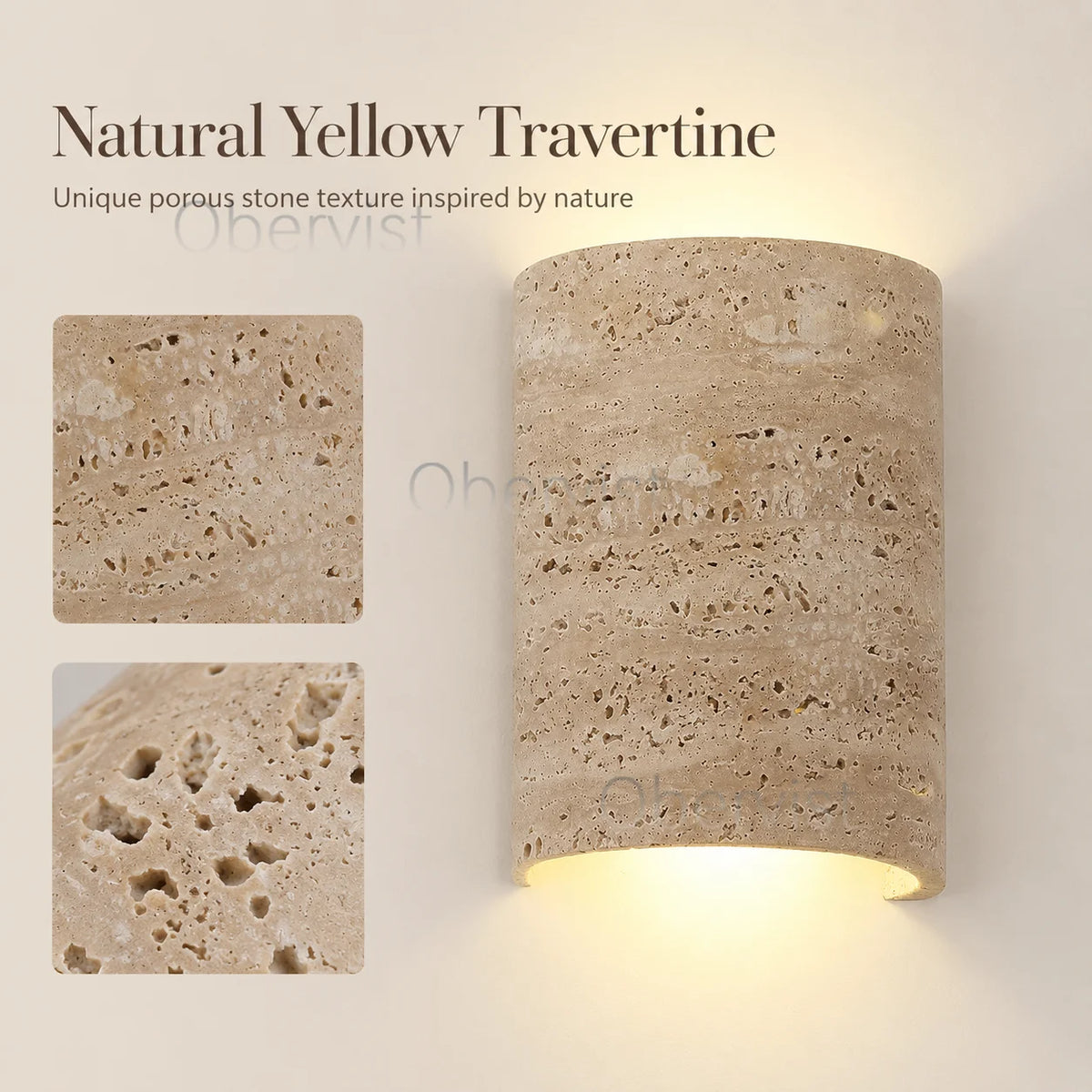 Wabi Sabi Yellow Travertine LED Wall Sconce – Natural Stone Lamp