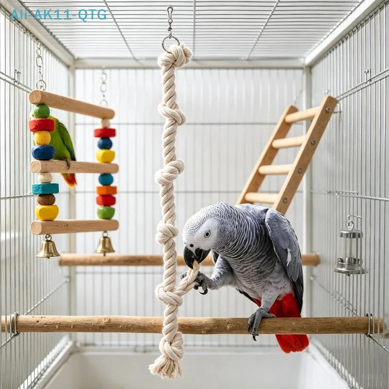 Natural Cotton Parrot Climbing Rope Toy – Chew & Perch