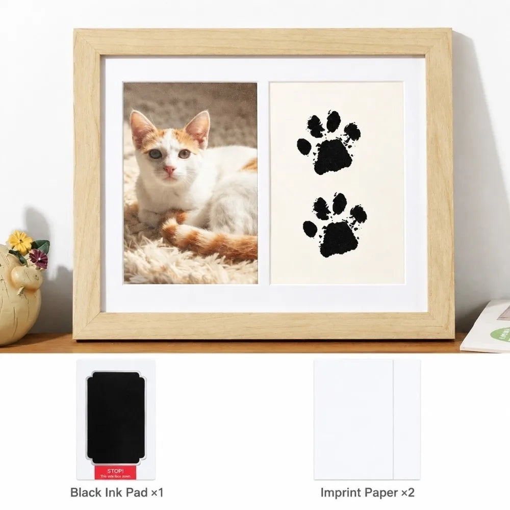 Pet Paw Print Keepsake Frame Kit – No-Clean Ink Pad DIY
