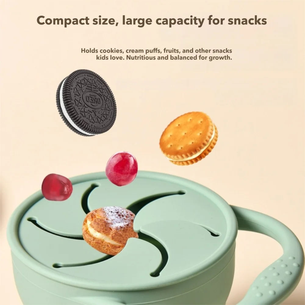 Foldable Silicone Baby Snack Cup with Lid – 350ml Kids Container