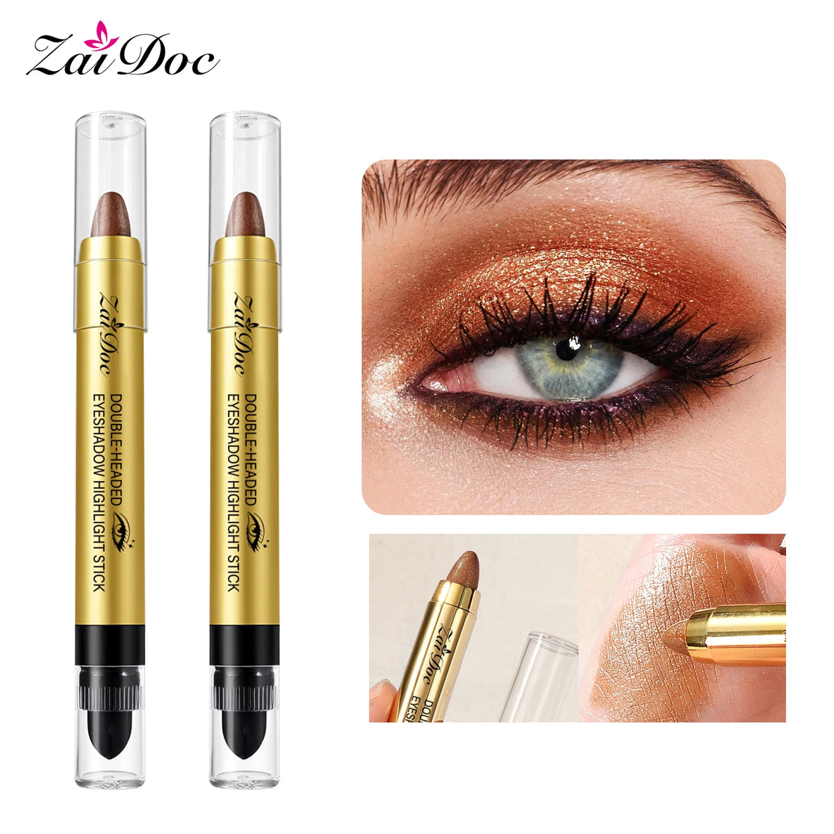 ZaiDoc 6-Color Dual-Ended Eyeshadow Highlighter Stick Set