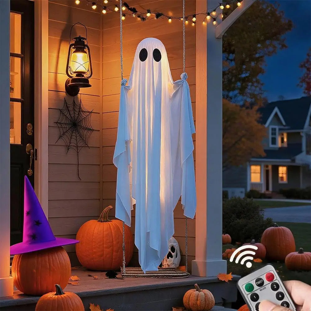 Large Hanging Swing Ghost Halloween Decoration | LED Lights