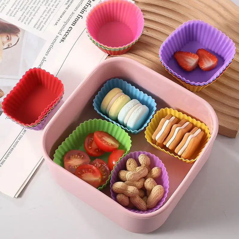 Silicone Bento Lunch Box Dividers – 12/24 Pcs Colorful Cups