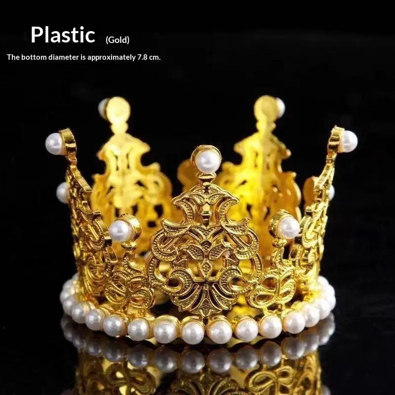 Pearl Crown Cake Topper – Gold Princess Tiara Hair Ornament