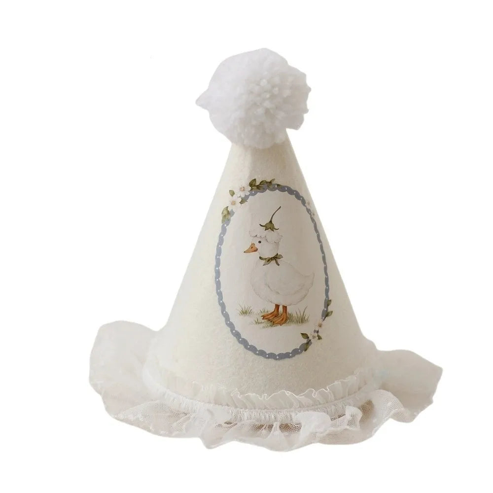 Princess Birthday Hat – Lace Wool Ball Cap for Girls & Photos