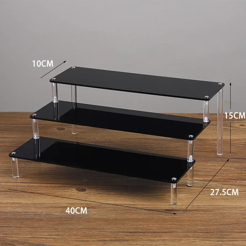 Black Acrylic Display Stand Riser 1–5 Tier Organizer Rack