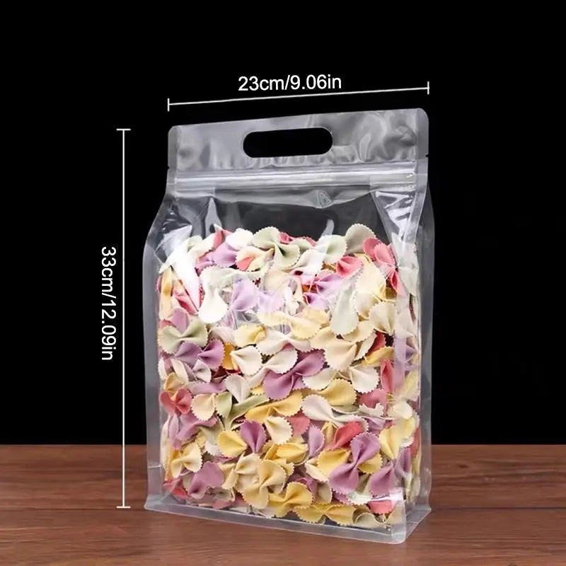 Stand Up Food Storage Bags with Handle – 50pcs Resealable