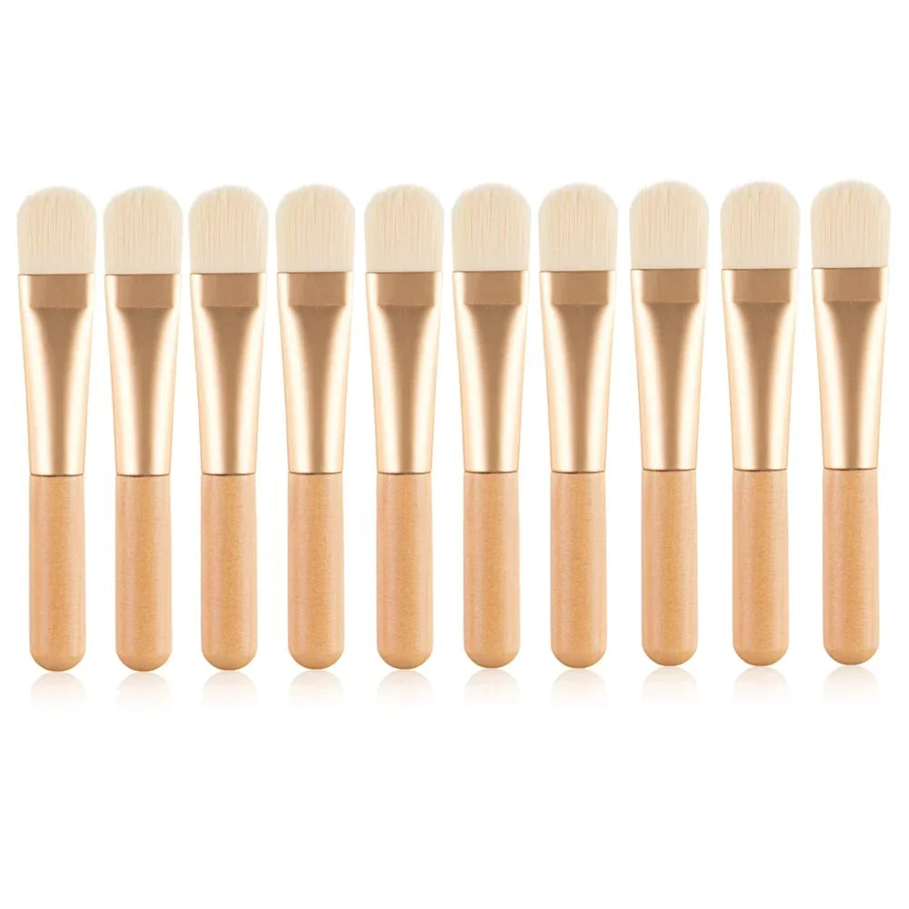 Fan-Shaped Facial Mask Brushes – Soft Fiber Wood Handle 10/20/50pk