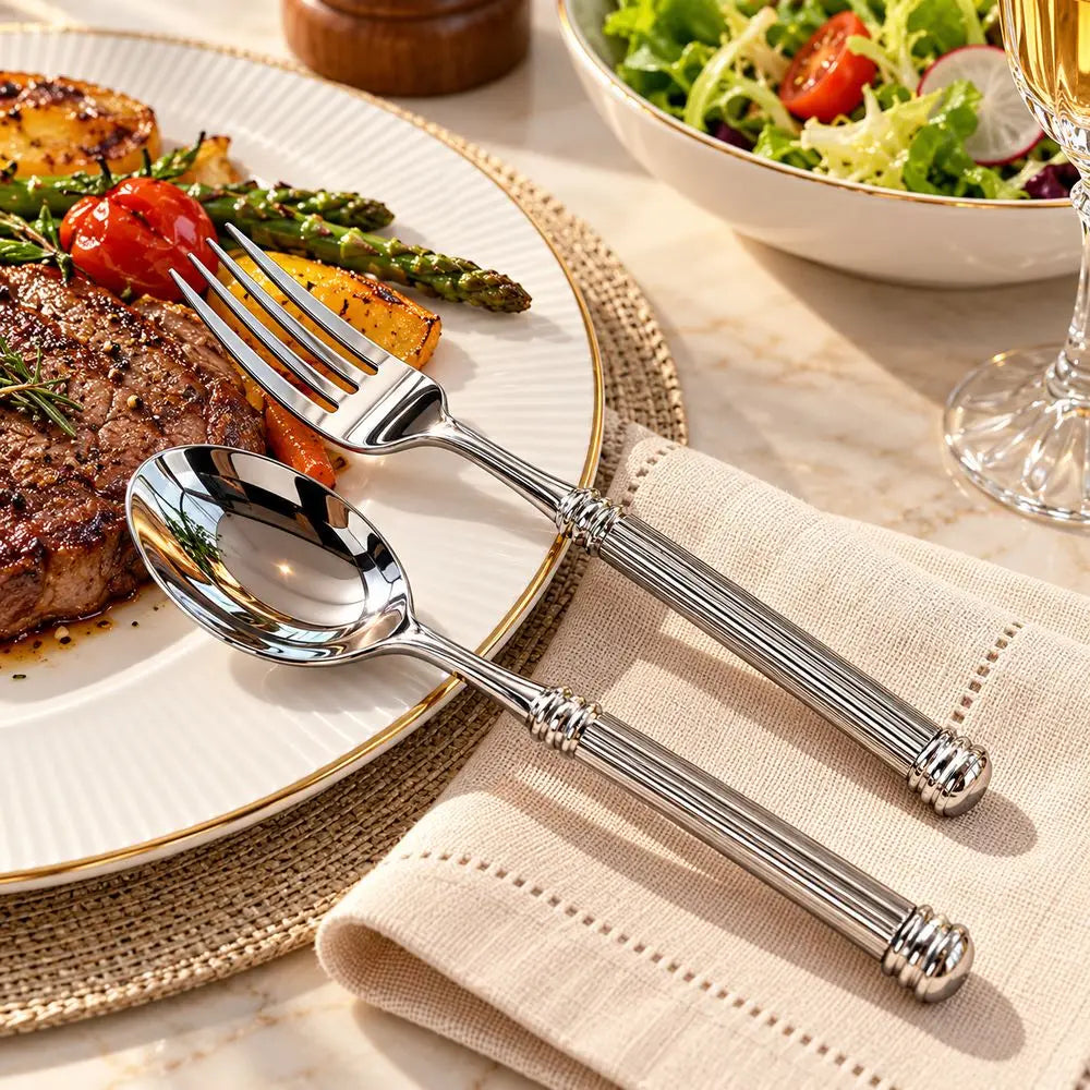 Stainless Steel Flatware Set | Roman Column Mirror Polished