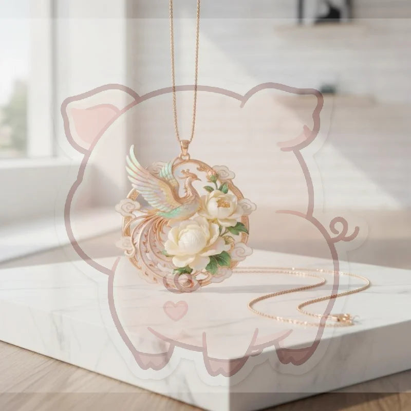 Nine Tailed Fox Enamel Pendant | Chinese Style Gold Necklace