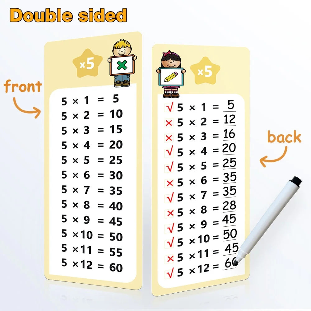 15-Pc Erasable Math Learning Cards – Kids Arithmetic Teaching Aid