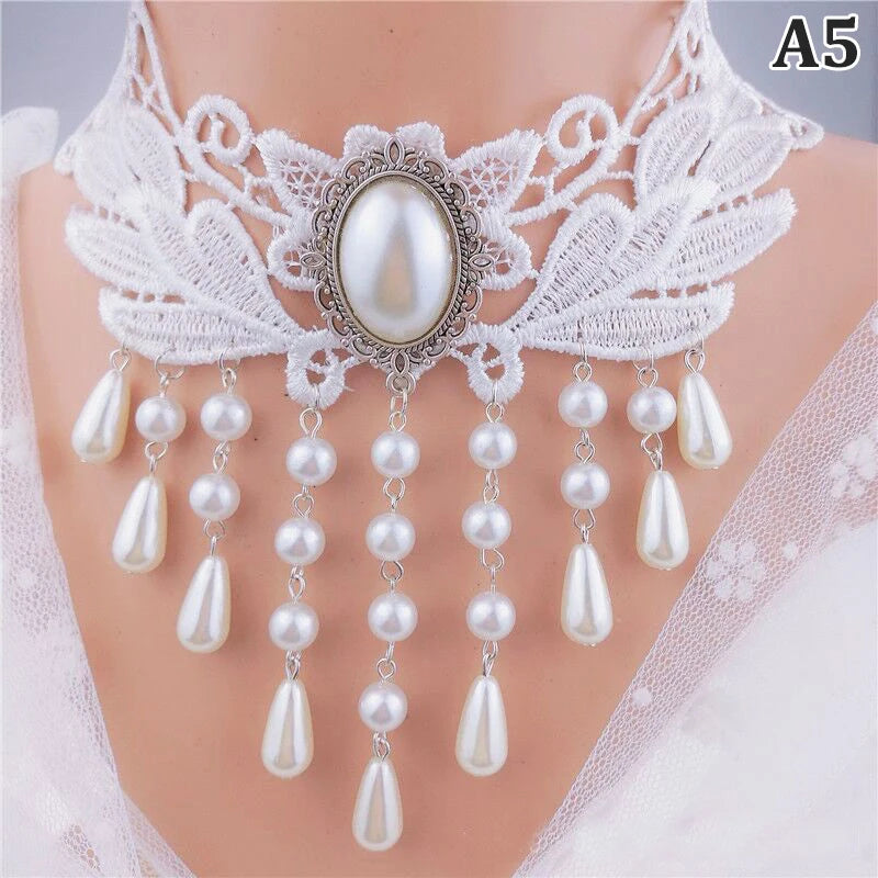 Gothic Crystal Lace Choker Necklace | Neo-Victorian Women's Jewelry