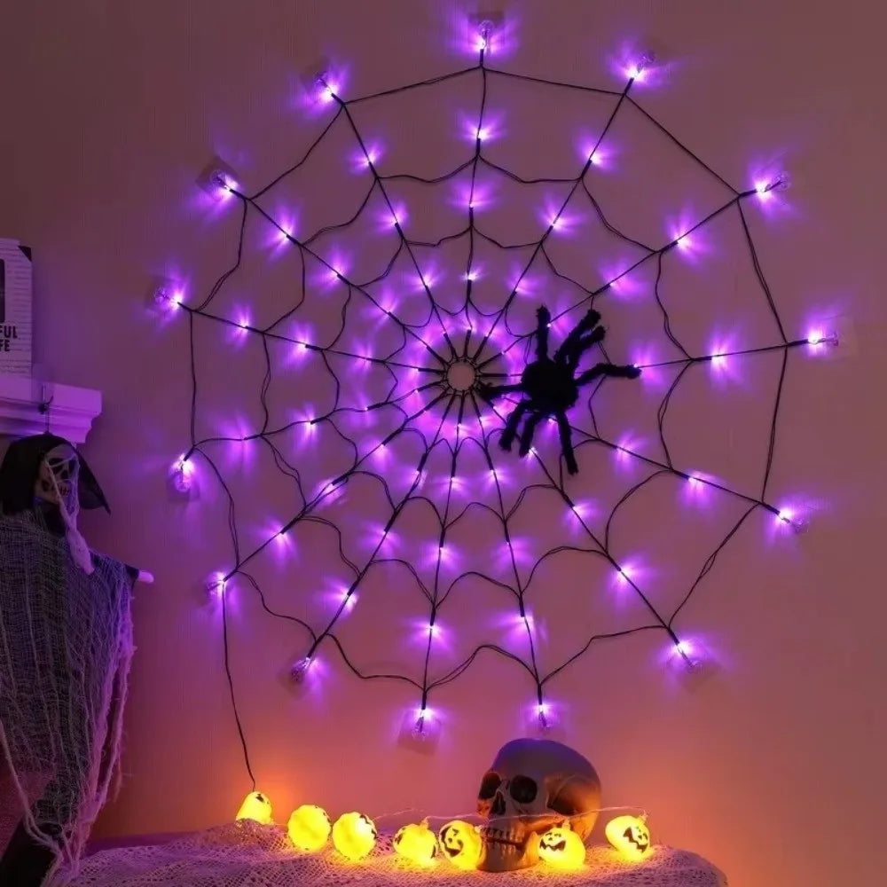 Halloween Spider Web String Light – 70 LED Net Light 1.2M