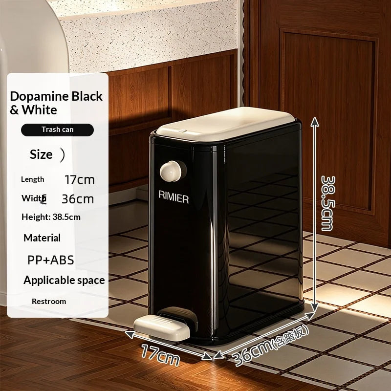 Slim Foot Pedal Trash Can – Narrow Space-Saving Waste Bin