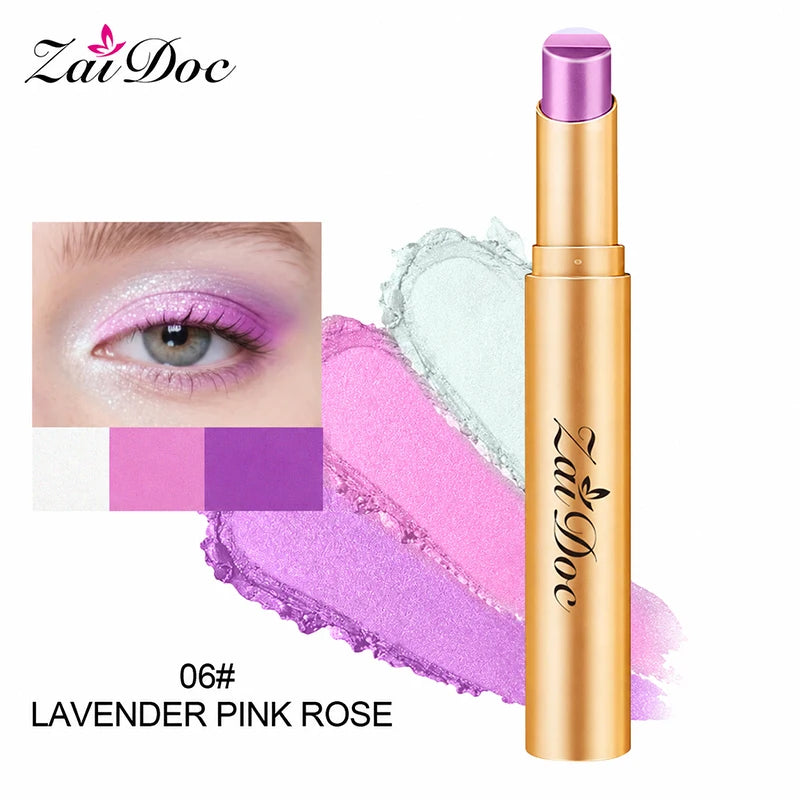 ZaiDoc 3-in-1 Eyeshadow Stick – Glitter Shimmer Matte 3.5g