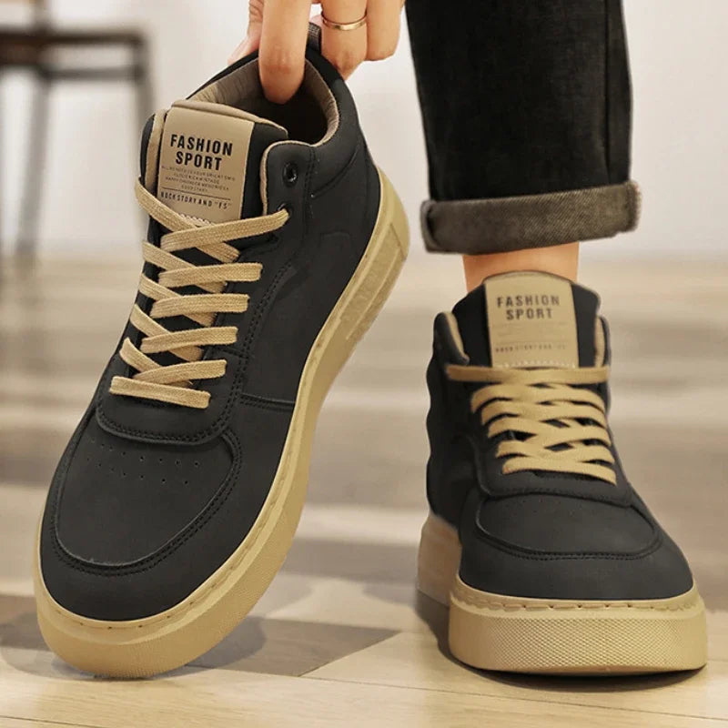 LEDP Men's Platform Sneakers – Lace-Up Non-Slip Casual Ankle Boots