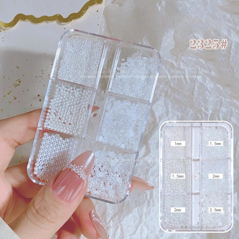 6-Grid 3D Nail Art Rhinestones – Pearls, Beads & Gems Kit
