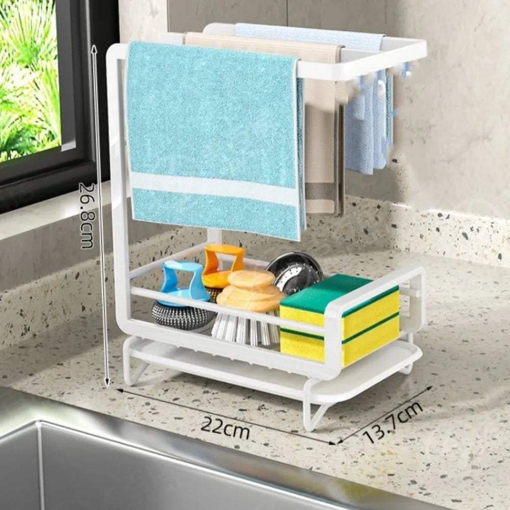 Wall-Mounted Cloth & Sponge Rack – Punch-Free Kitchen Shelf
